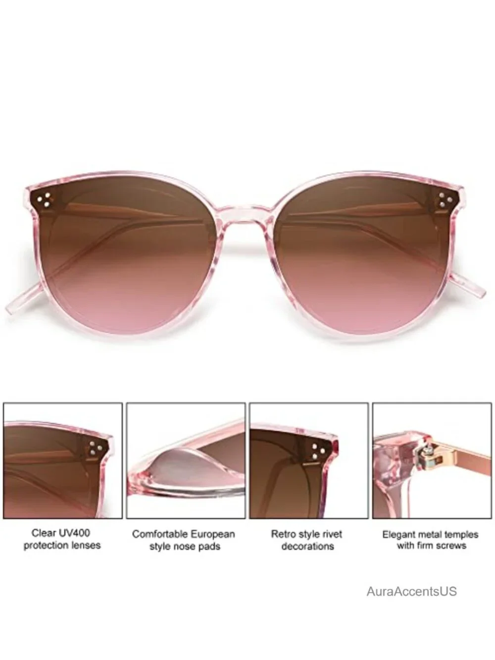 Round Sunglasses UV400 Polycarbonate Frames Large Retro Sunnies